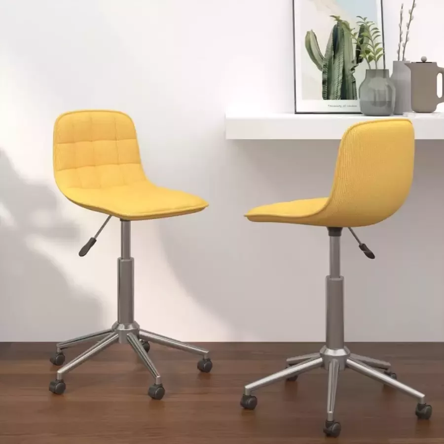 VidaLife Eetkamerstoelen draaibaar 2 st stof geel - Foto 7