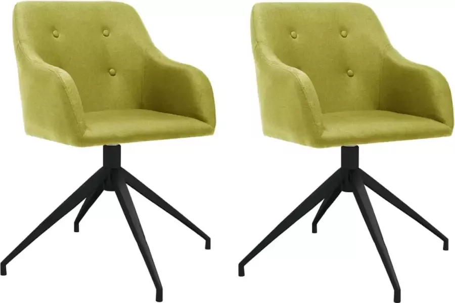 VidaLife Eetkamerstoelen draaibaar 2 st stof groen - Foto 11