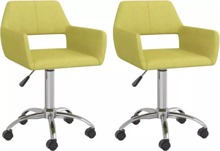 VidaLife Eetkamerstoelen draaibaar 2 st stof groen - Foto 10