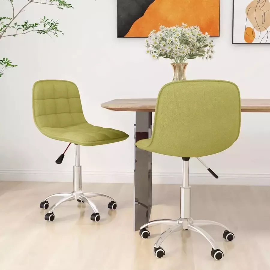 VidaLife Eetkamerstoelen draaibaar 2 st stof groen - Foto 6