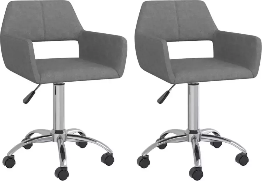 VidaLife Eetkamerstoelen draaibaar 2 st stof lichtgrijs - Foto 17