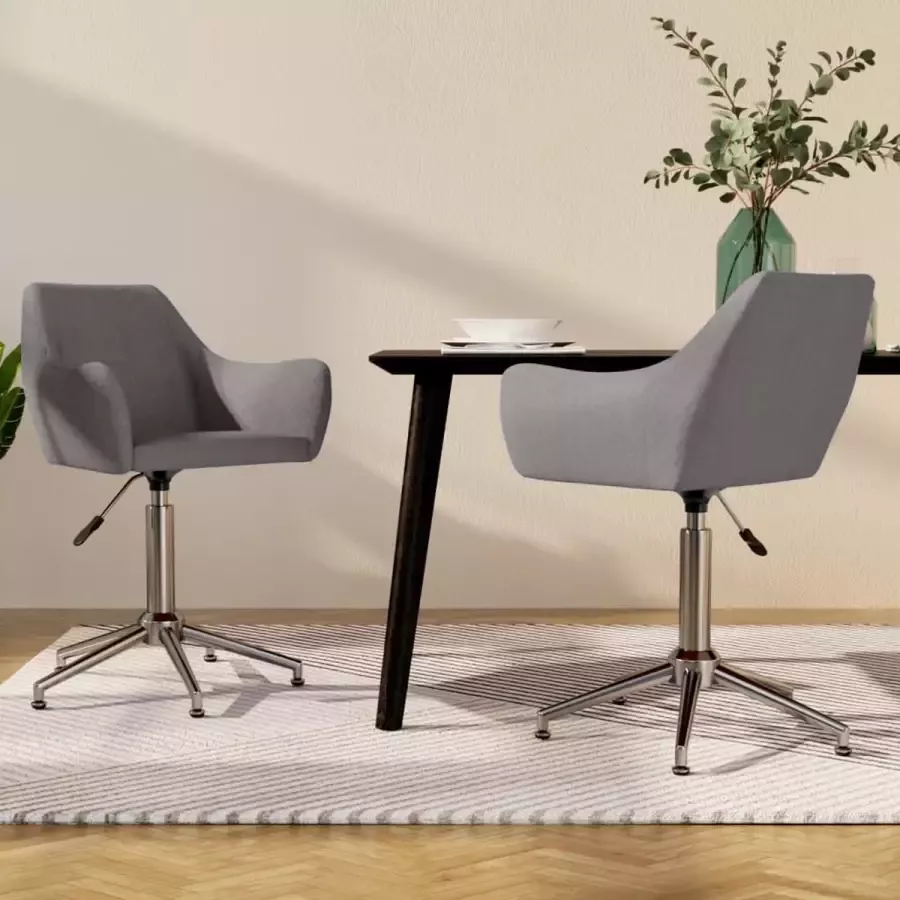 VidaLife Eetkamerstoelen draaibaar 2 st stof lichtgrijs - Foto 6