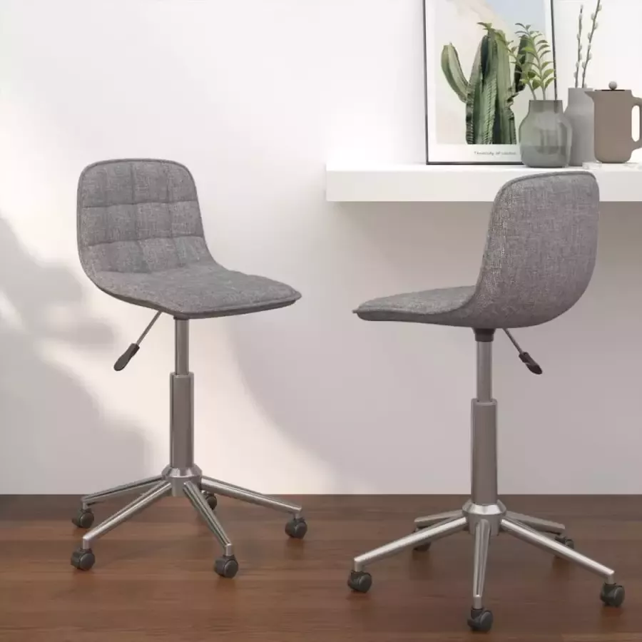 VidaLife Eetkamerstoelen draaibaar 2 st stof lichtgrijs - Foto 11