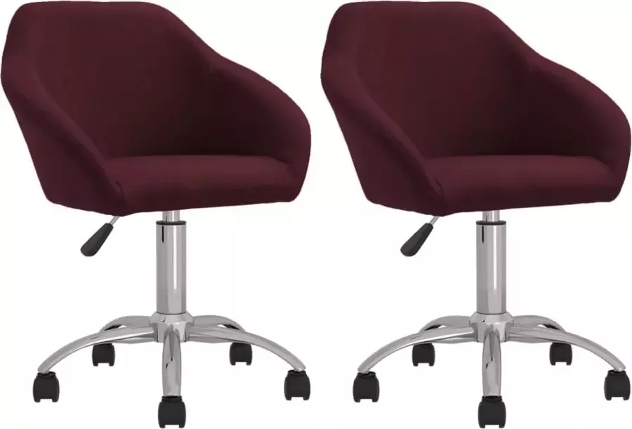 VidaLife Eetkamerstoelen draaibaar 2 st stof paars - Foto 3