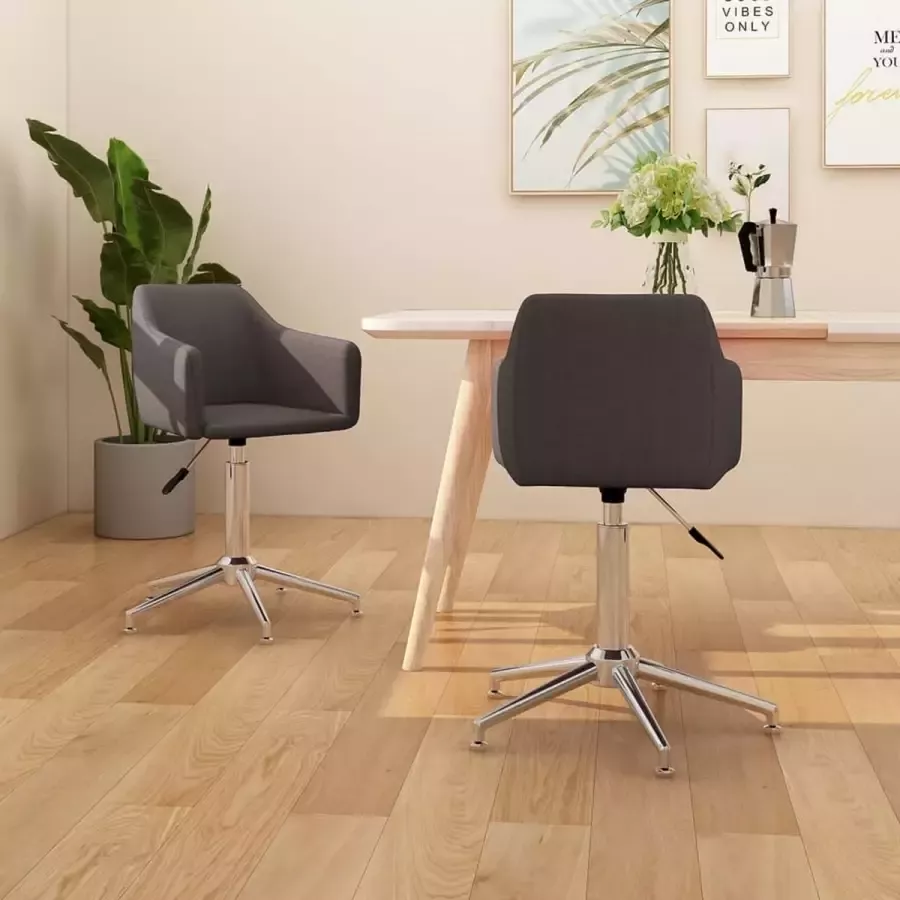 VidaLife Eetkamerstoelen draaibaar 2 st stof taupe - Foto 3