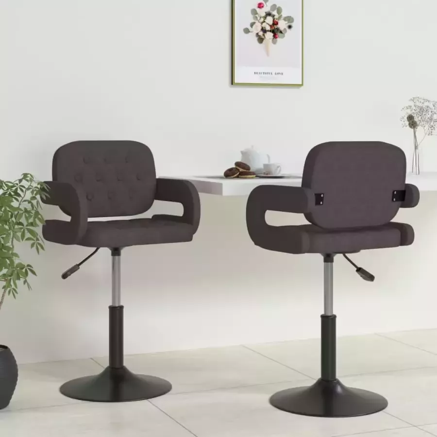 VidaLife Eetkamerstoelen draaibaar 2 st stof taupe - Foto 7