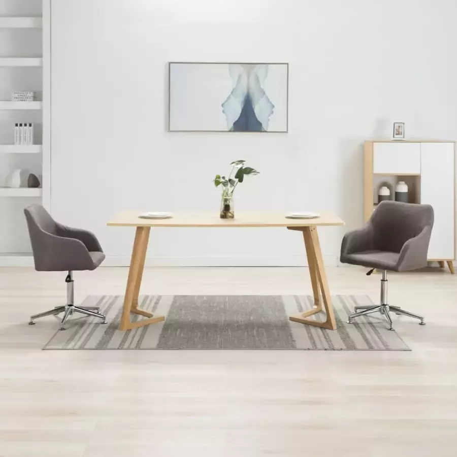 VidaLife Eetkamerstoelen draaibaar 2 st stof taupe - Foto 8