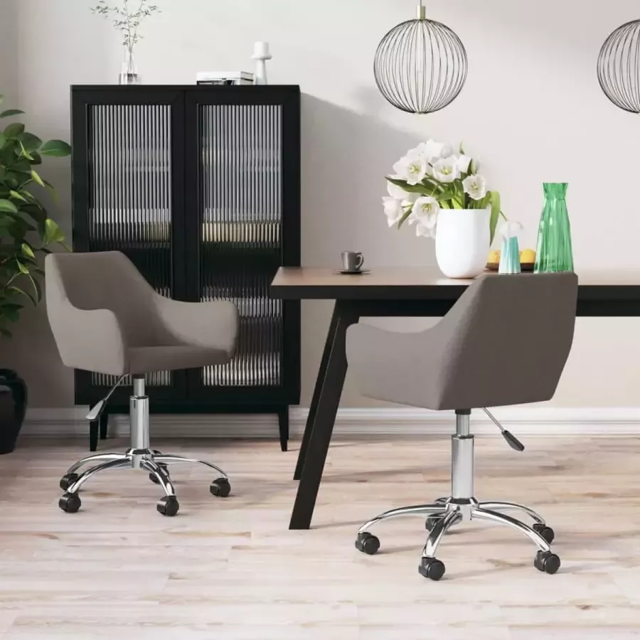 VidaLife Eetkamerstoelen draaibaar 2 st stof taupe - Foto 13