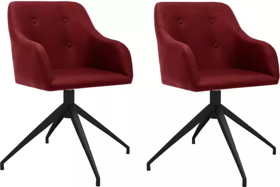 VidaLife Eetkamerstoelen draaibaar 2 st stof wijnrood - Foto 11