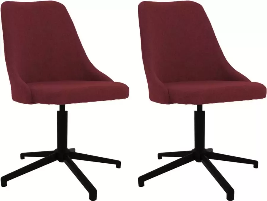 VidaLife Eetkamerstoelen draaibaar 2 st stof wijnrood - Foto 8