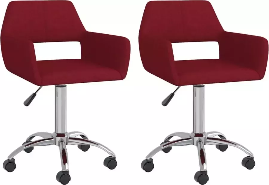 VidaLife Eetkamerstoelen draaibaar 2 st stof wijnrood - Foto 9