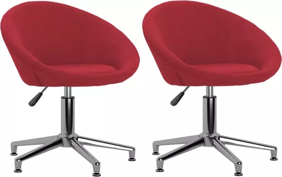VidaLife Eetkamerstoelen draaibaar 2 st stof wijnrood - Foto 12