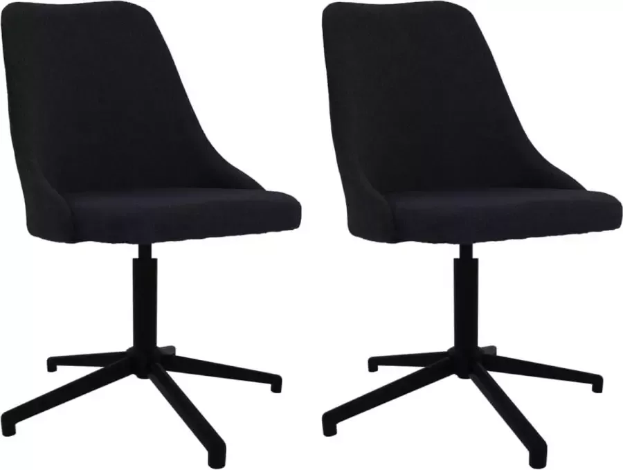 VidaLife Eetkamerstoelen draaibaar 2 st stof zwart - Foto 13