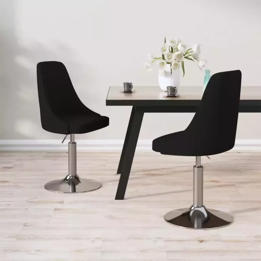 VidaLife Eetkamerstoelen draaibaar 2 st stof zwart - Foto 2