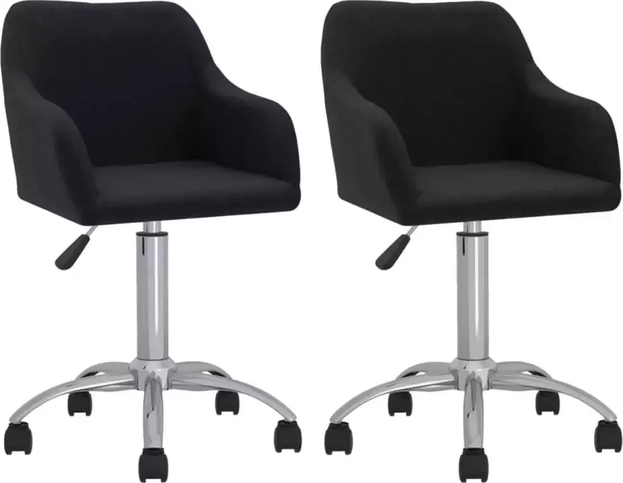 VidaLife Eetkamerstoelen draaibaar 2 st stof zwart - Foto 12