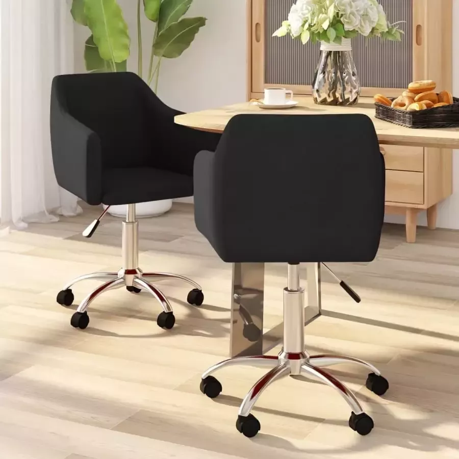VidaLife Eetkamerstoelen draaibaar 2 st stof zwart - Foto 11