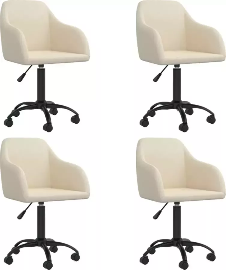 VidaLife Eetkamerstoelen draaibaar 4 st fluweel crèmekleurig
