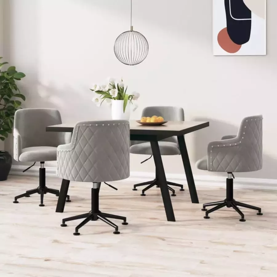 VidaLife Eetkamerstoelen draaibaar 4 st fluweel lichtgrijs - Foto 2