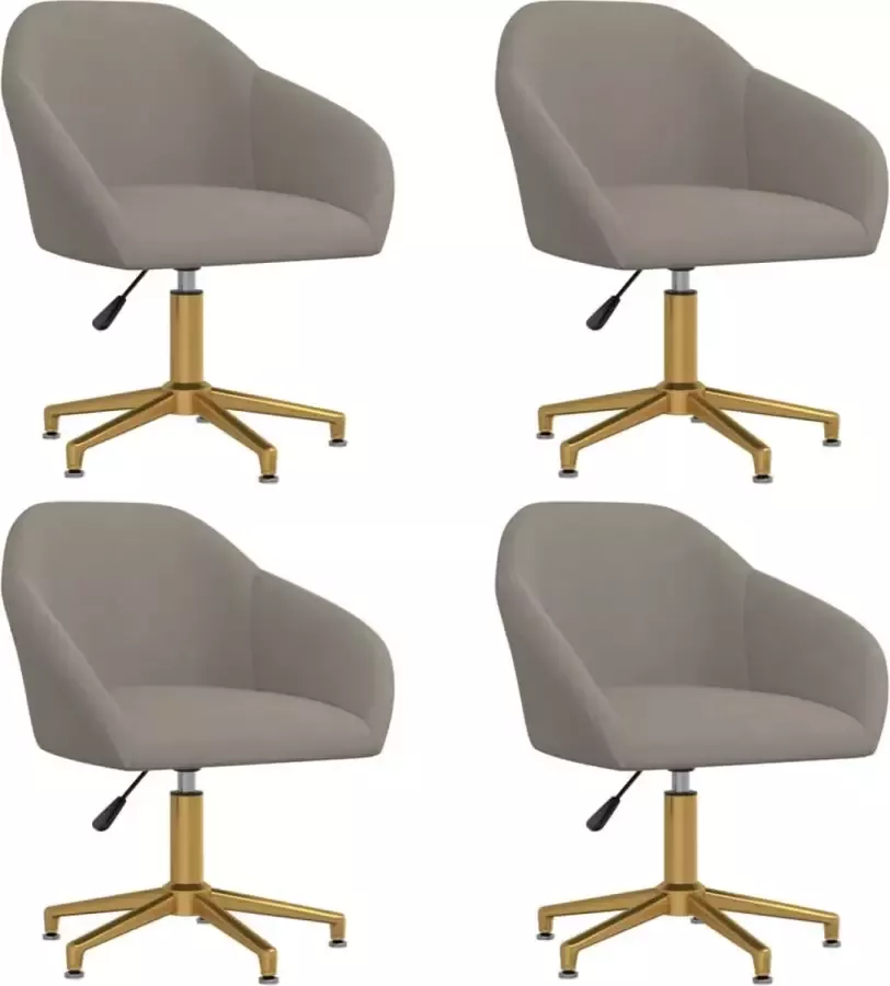 VidaLife Eetkamerstoelen draaibaar 4 st fluweel lichtgrijs - Foto 7