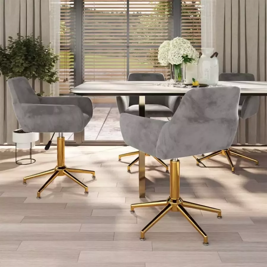 VidaLife Eetkamerstoelen draaibaar 4 st fluweel lichtgrijs - Foto 3