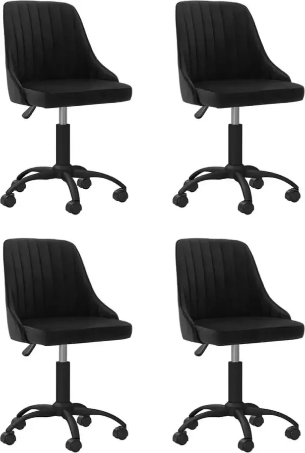 VidaLife Eetkamerstoelen draaibaar 4 st fluweel zwart - Foto 4