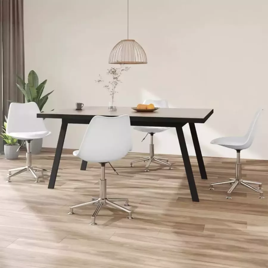 VidaLife Eetkamerstoelen draaibaar 4 st kunstleer wit