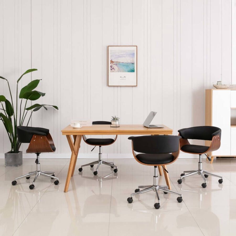 VidaLife Eetkamerstoelen draaibaar 4 st kunstleer zwart - Foto 3