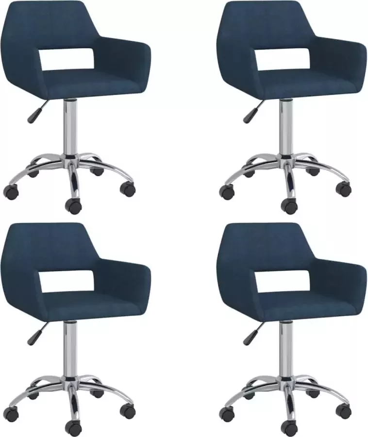 VidaLife Eetkamerstoelen draaibaar 4 st stof blauw - Foto 3