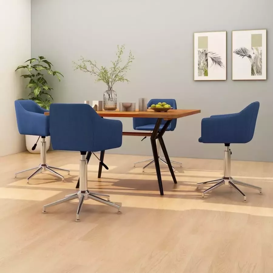VidaLife Eetkamerstoelen draaibaar 4 st stof blauw