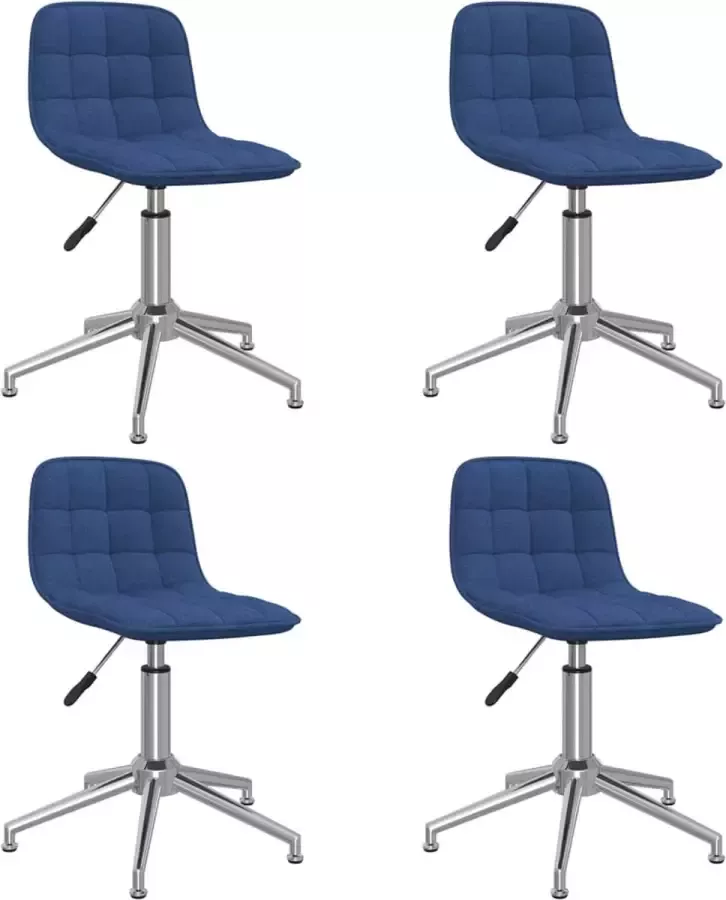 VidaLife Eetkamerstoelen draaibaar 4 st stof blauw - Foto 4