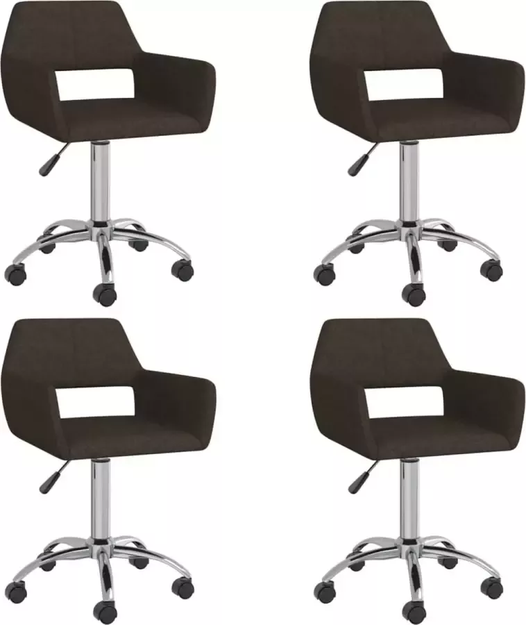 VidaLife Eetkamerstoelen draaibaar 4 st stof bruin