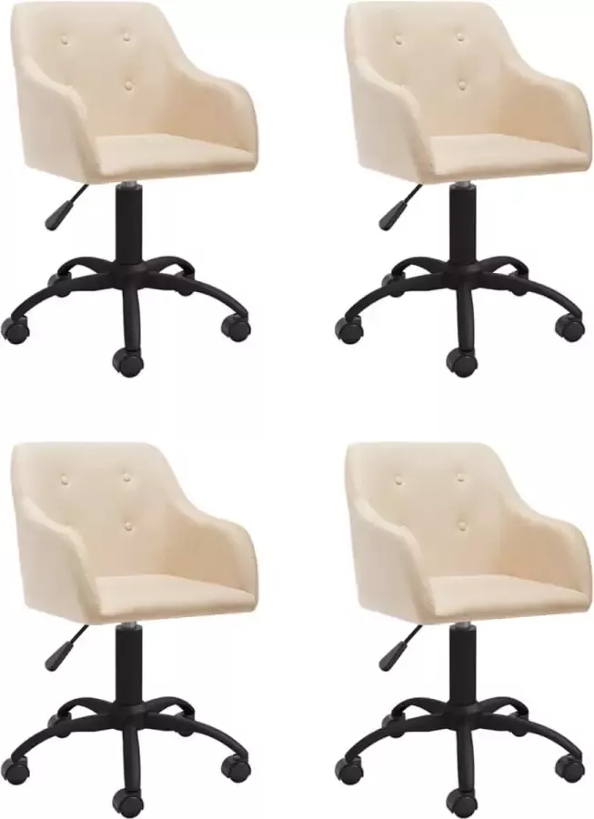 VidaLife Eetkamerstoelen draaibaar 4 st stof crèmekleurig - Foto 7