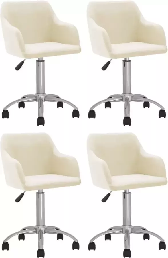 VidaLife Eetkamerstoelen draaibaar 4 st stof crèmekleurig - Foto 8