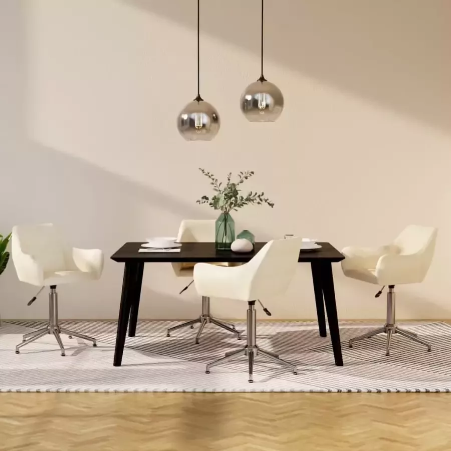 VidaLife Eetkamerstoelen draaibaar 4 st stof crèmekleurig - Foto 3