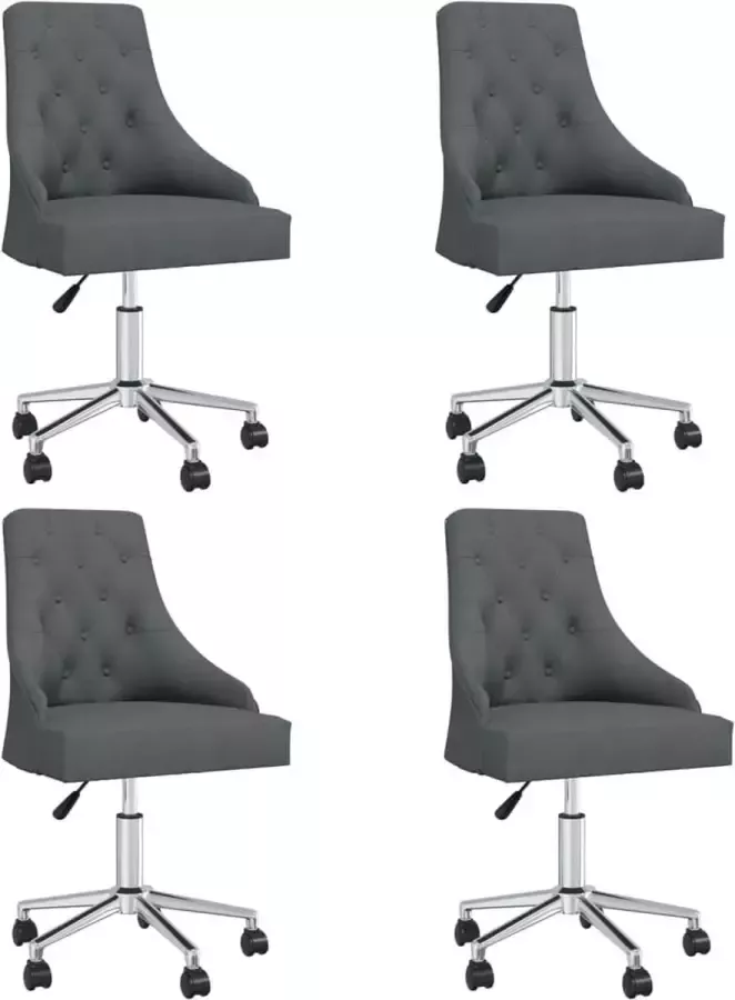 VidaLife Eetkamerstoelen draaibaar 4 st stof donkergrijs - Foto 5