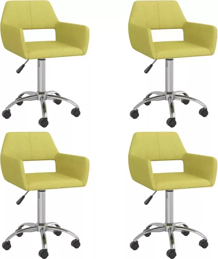 VidaLife Eetkamerstoelen draaibaar 4 st stof groen