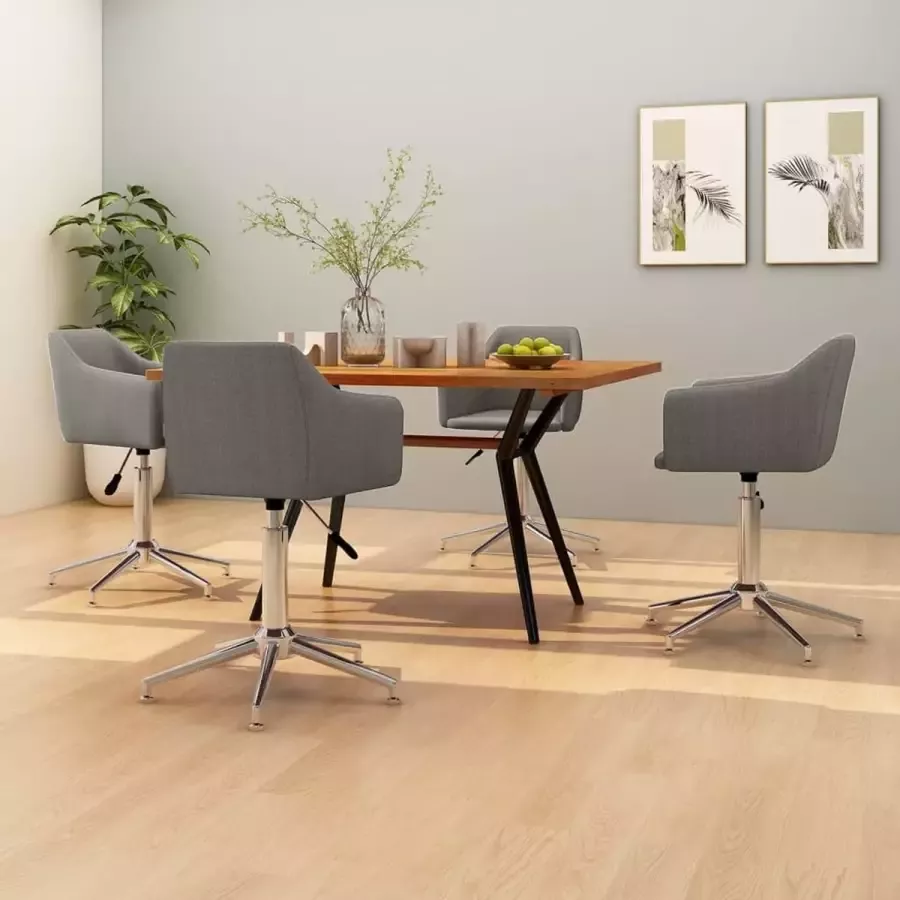 VidaLife Eetkamerstoelen draaibaar 4 st stof lichtgrijs