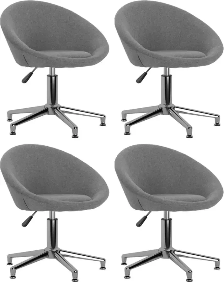 VidaLife Eetkamerstoelen draaibaar 4 st stof lichtgrijs - Foto 5