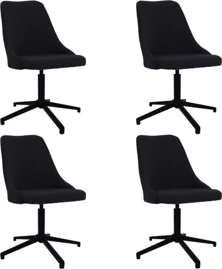 VidaLife Eetkamerstoelen draaibaar 4 st stof zwart - Foto 6