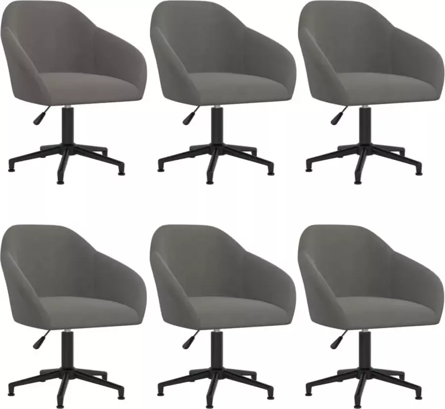 VidaLife Eetkamerstoelen draaibaar 6 st fluweel donkergrijs - Foto 9
