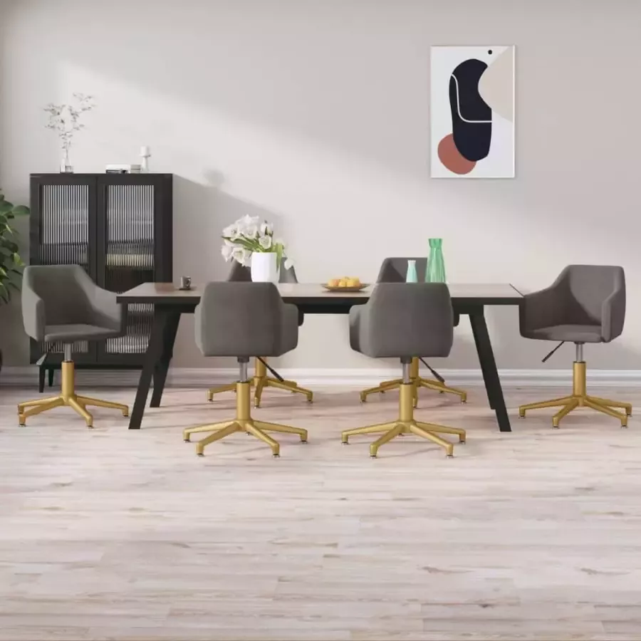 VidaLife Eetkamerstoelen draaibaar 6 st fluweel donkergrijs - Foto 4
