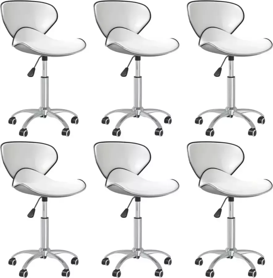 VidaLife Eetkamerstoelen draaibaar 6 st kunstleer wit - Foto 2