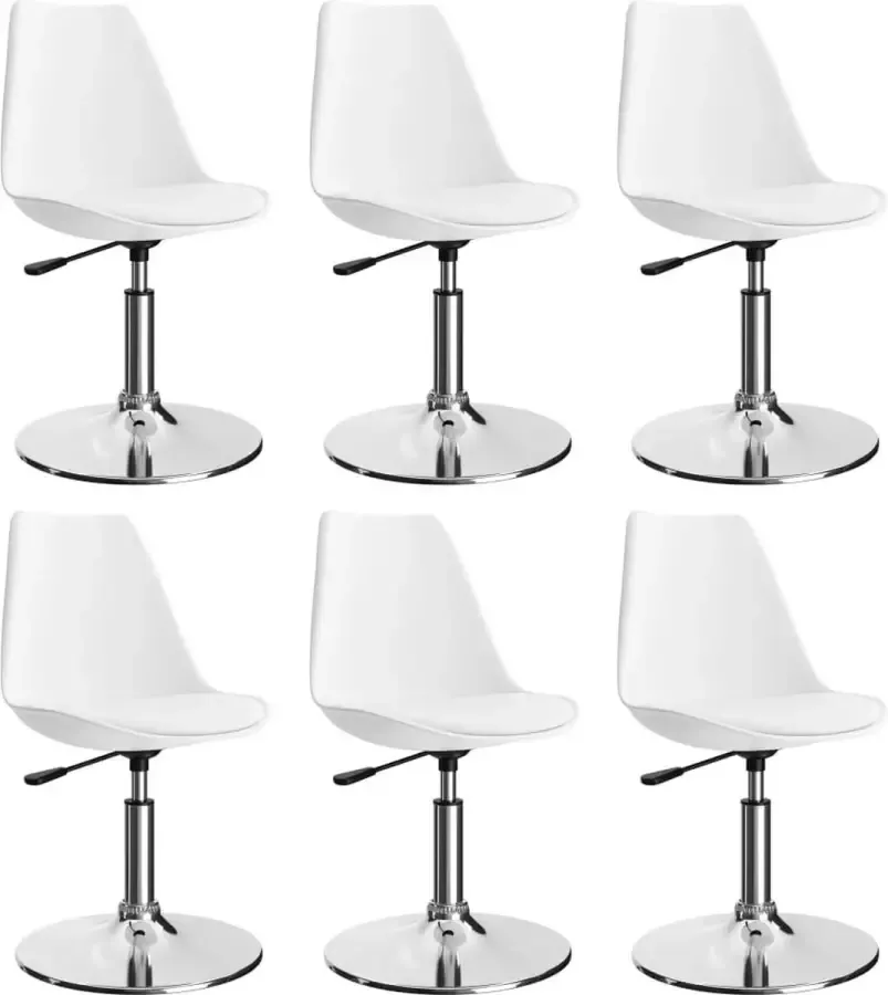 VidaLife Eetkamerstoelen draaibaar 6 st kunstleer wit - Foto 4