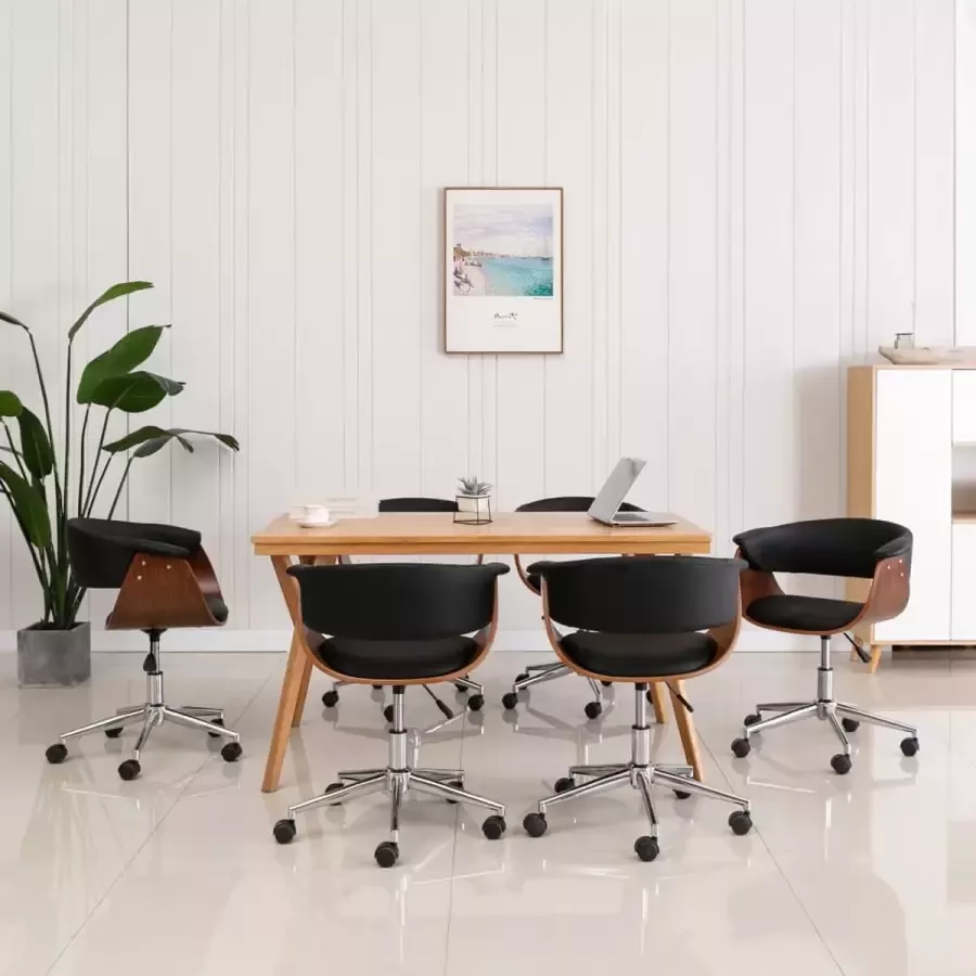 VidaLife Eetkamerstoelen draaibaar 6 st kunstleer zwart