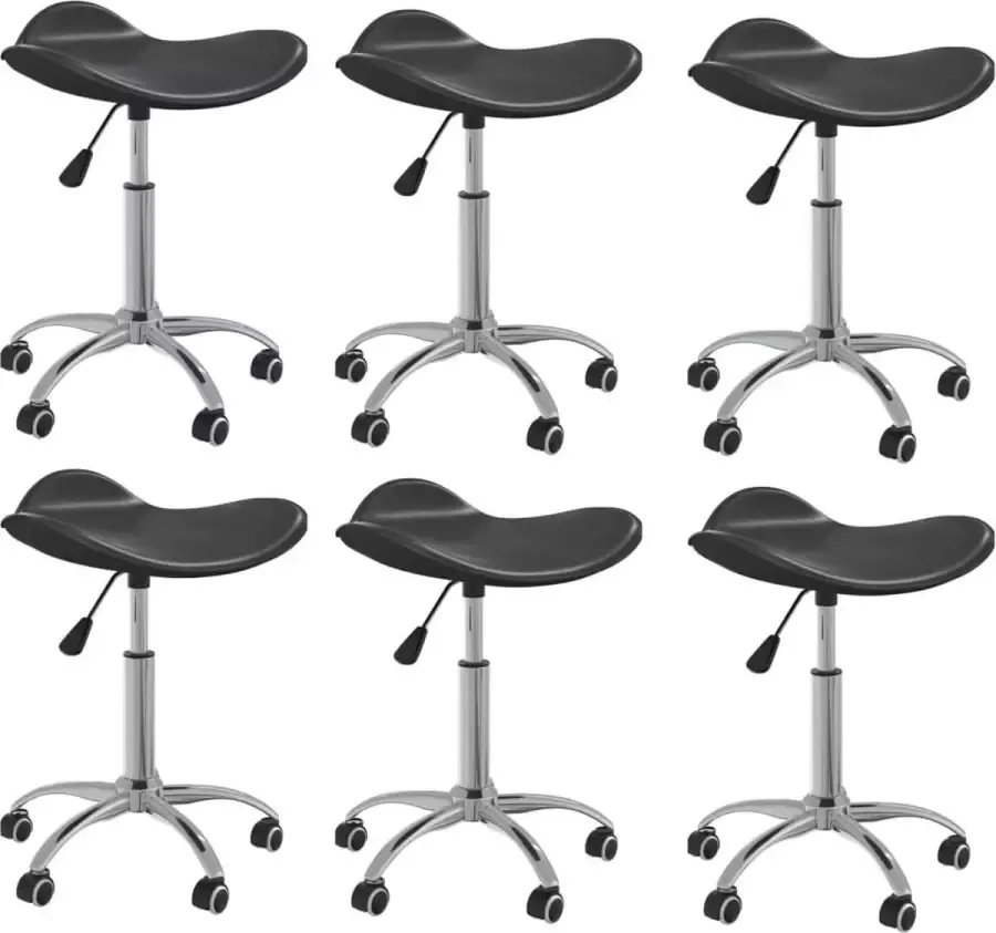 VidaLife Eetkamerstoelen draaibaar 6 st kunstleer zwart - Foto 3