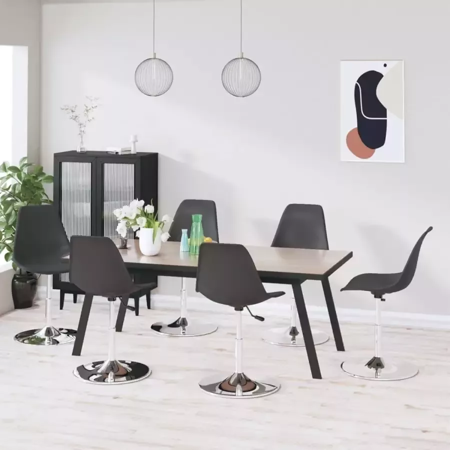 VidaLife Eetkamerstoelen draaibaar 6 st polypropeen grijs