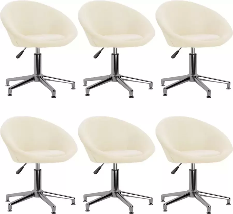 VidaLife Eetkamerstoelen draaibaar 6 st stof crèmekleurig