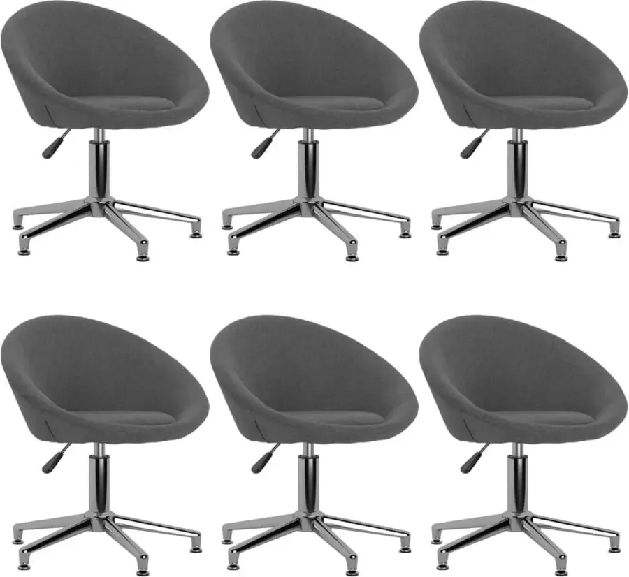VidaLife Eetkamerstoelen draaibaar 6 st stof donkergrijs - Foto 3