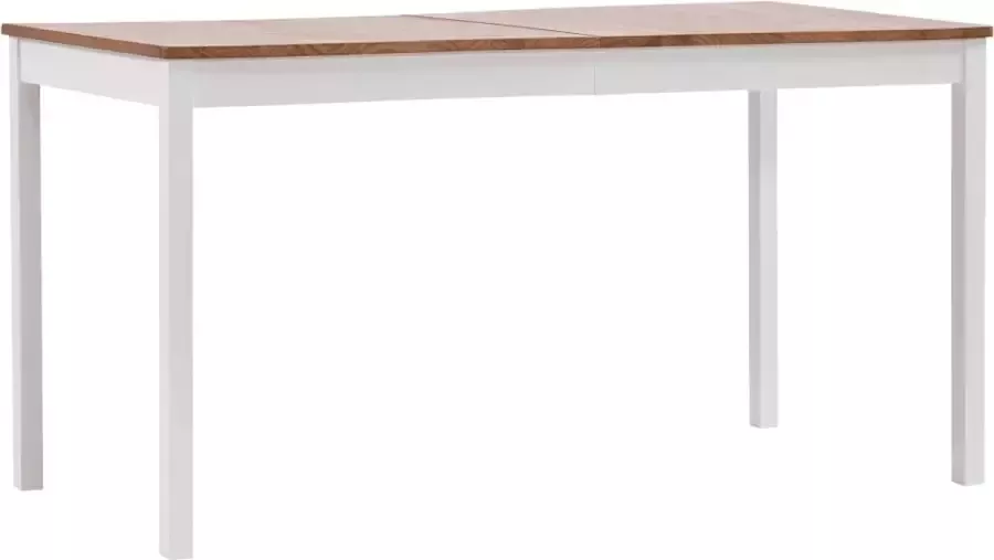 VidaLife Eettafel 140x70x73 cm grenenhout wit en bruin