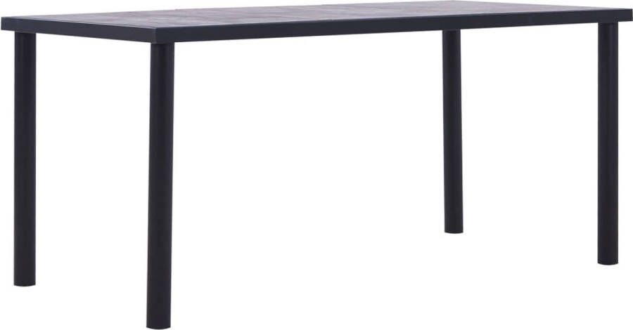 VidaLife Eettafel 160x80x75 cm MDF zwart en betongrijs